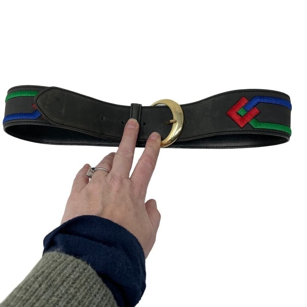 Bonwit Teller Black Leather Belt Size 30 Made in Italy